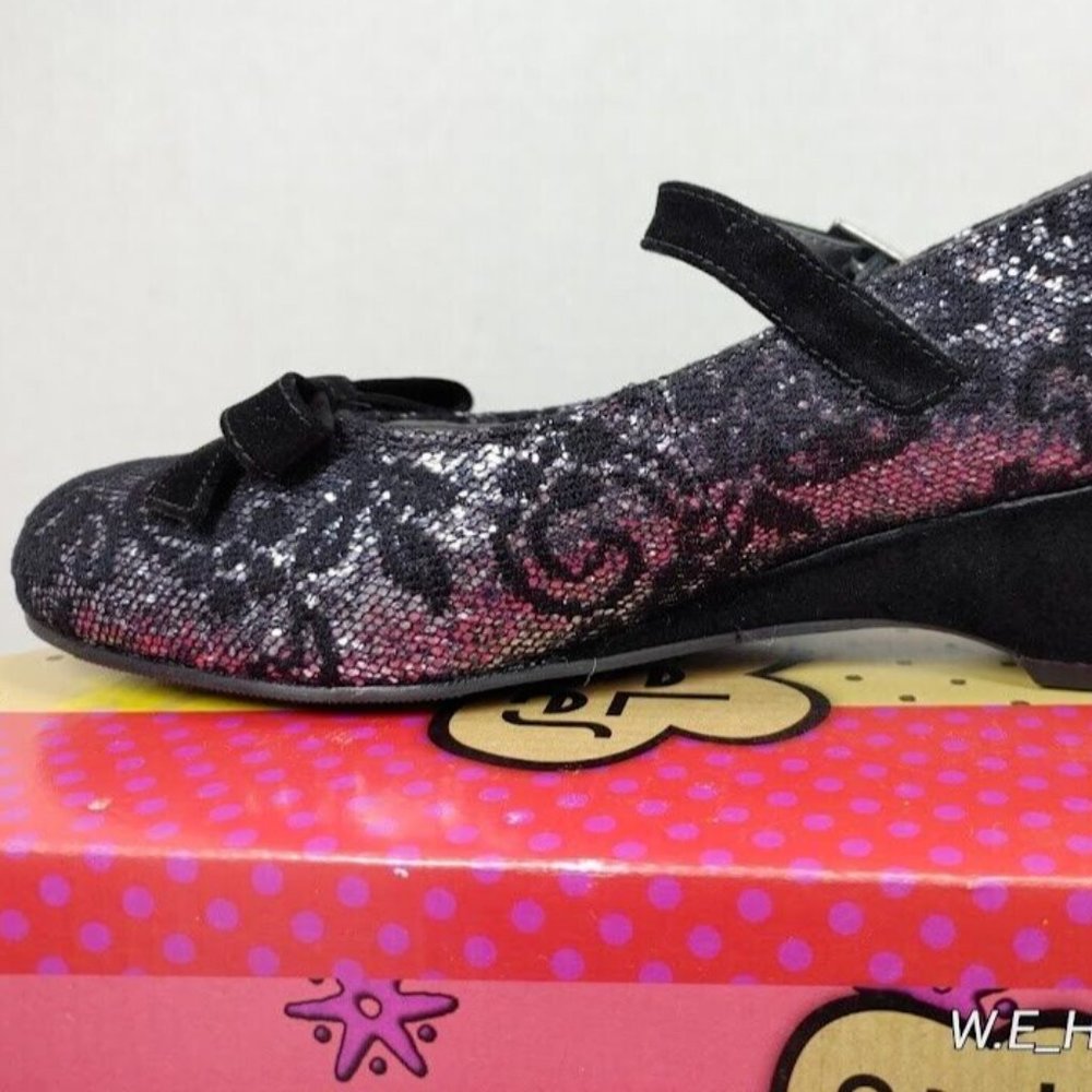 Rachel Shoes® Black & Silver Bella™ Mary Jane - Big Girls Size US 5 - Picture 8 of 16